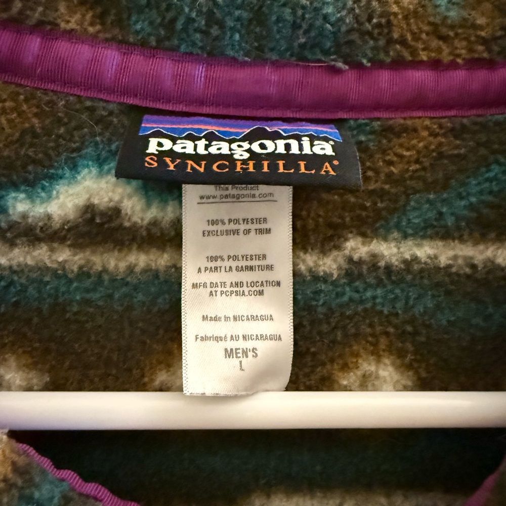 Patagonia Brown Teal Aztec Fleece Crewneck Pullover - Picture 2 of 6